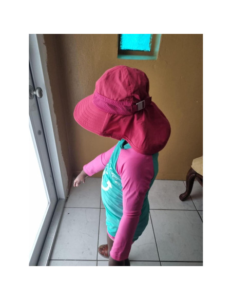 Sombrero de Playa Niños UV Ajustable Rojo Rosa 2-6 Años