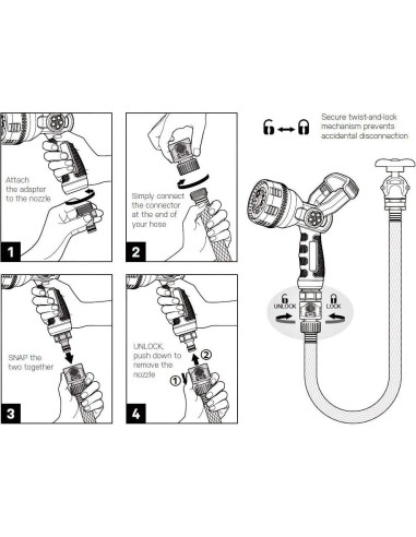 Boquilla de Manguera de Bombero Eden 96806 Metal 7 Patrones