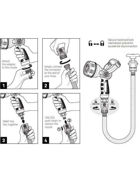 Boquilla de Manguera de Bombero Eden 96806 Metal 7 Patrones