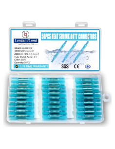 Kit de Conectores de Empalme Térmico 50 Pcs Azul 16-14 AWG