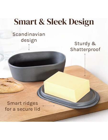 Plato de Mantequilla Grande Cooler Kitchen Gris con Tapa