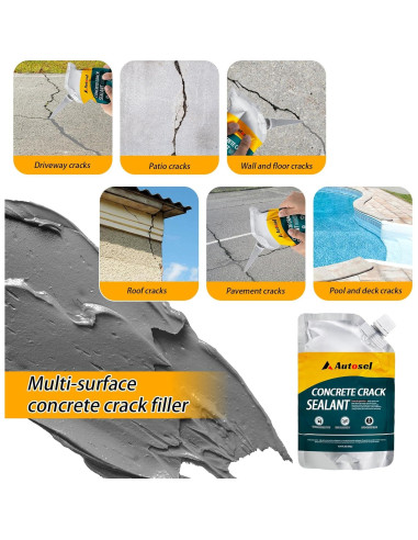Relleno de Grietas de Concreto Autosel 1 kg - Secado Rápido, Impermeable