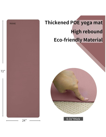 Esterilla de Yoga Antideslizante HAHE 183x61cm 8mm Rosa