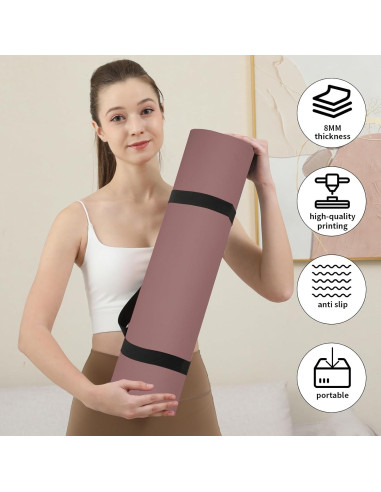Esterilla de Yoga Antideslizante HAHE 183x61cm 8mm Rosa