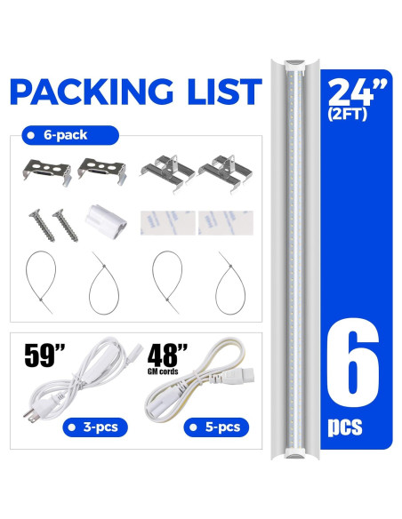 Luces de Cultivo Barrina T8 2FT 5000K Espectro Completo 144W