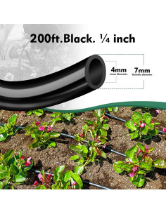 Tubo de Riego por Goteo 200FT 1/4" Bluepro Negro 2