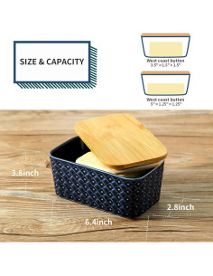 Plato de Mantequilla Tikooere Cerámica Azul con Tapa Hermética 2