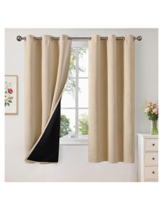 Cortinas Opacas 100% Beige YoungsTex 96.5x160 cm Aislantes Térmicos