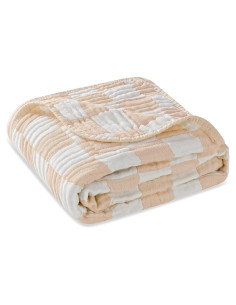 Manta de Muselina Ultra Suave HardNok 109x109 cm Cuadros Beige