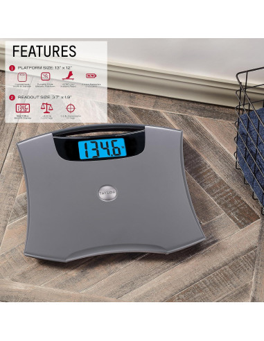 Báscula Digital Taylor 200 kg con Pantalla Jumbo Azul
