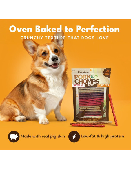 Palitos Munchy Pork Chomps 100 Unidades 5 Pulgadas Sabores Variados