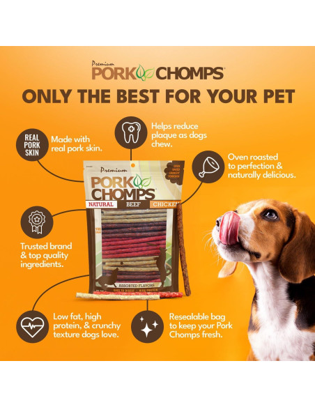 Palitos Munchy Pork Chomps 100 Unidades 5 Pulgadas Sabores Variados