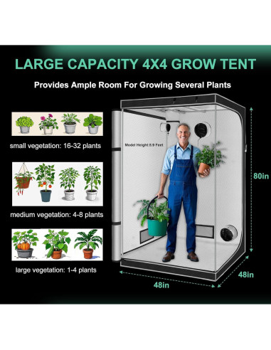 Carpa de Cultivo Interior SNIGJAT 120x120x203 cm con Mylar