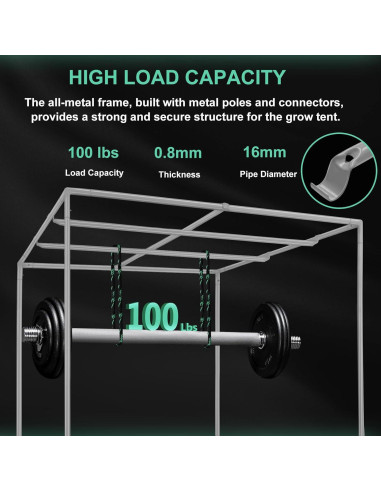 Carpa de Cultivo Interior SNIGJAT 120x120x203 cm con Mylar
