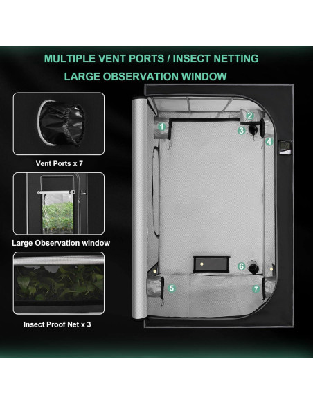 Carpa de Cultivo Interior SNIGJAT 120x120x203 cm con Mylar