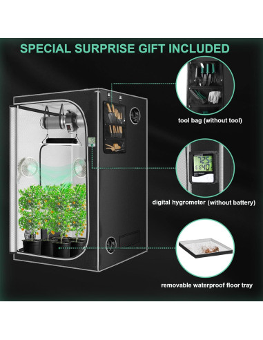 Carpa de Cultivo Interior SNIGJAT 120x120x203 cm con Mylar