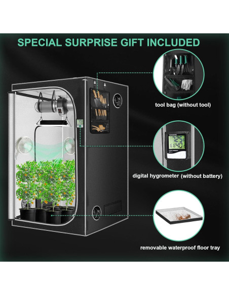 Carpa de Cultivo Interior SNIGJAT 120x120x203 cm con Mylar