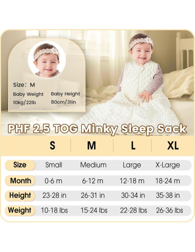 Saco de Sueño para Bebés PHF 2.5 TOG Grande Crema