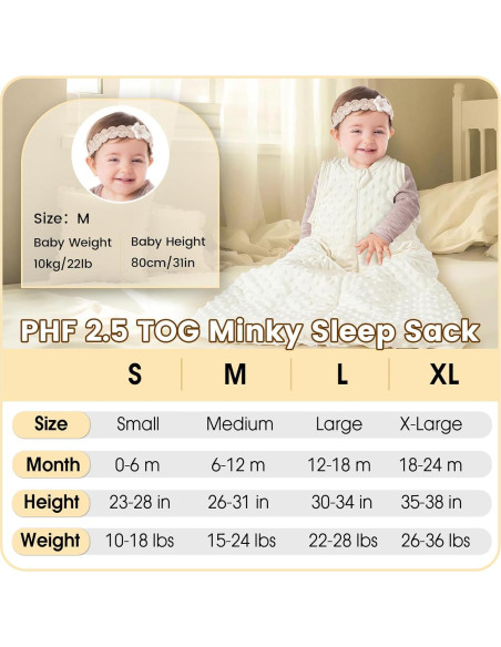 Saco de Sueño para Bebés PHF 2.5 TOG Grande Crema