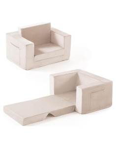 Sofá Convertible para Niños Zorvoxz Beige 2-en-1