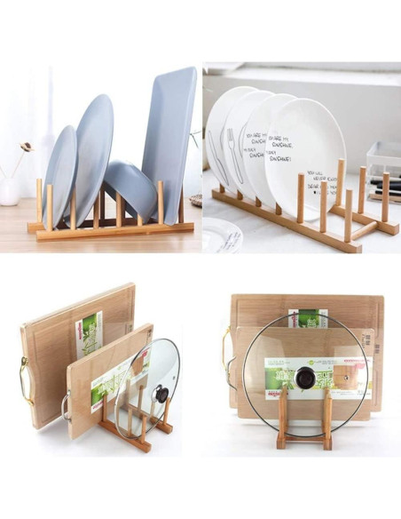 Estante de Platos de Bambú INNERNEED 30x12x10 cm Organizador