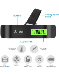 Balanza de Equipaje Digital Luxebell 50kg con Sensor de Temperatura 2