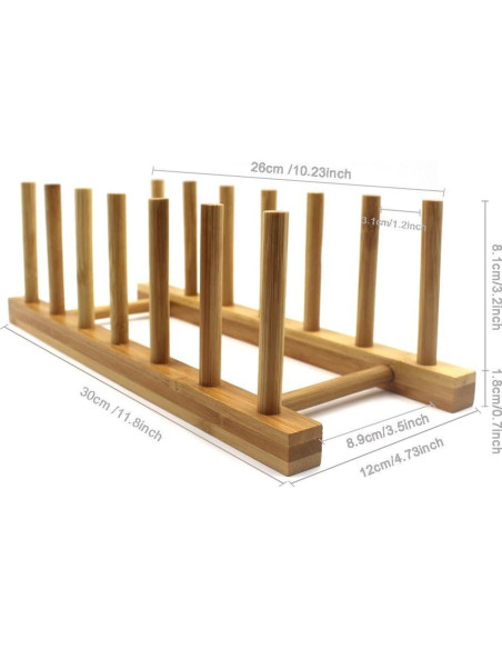 Estante de Platos de Bambú INNERNEED 30x12x10 cm Organizador
