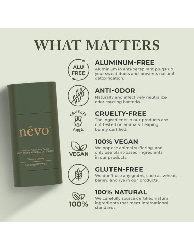 Desodorante Natural Nevo 75g - Bergamota, Vainilla, Cedro