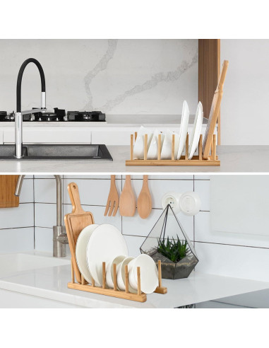 Estante de Platos de Bambú INNERNEED 30x12x10 cm Organizador