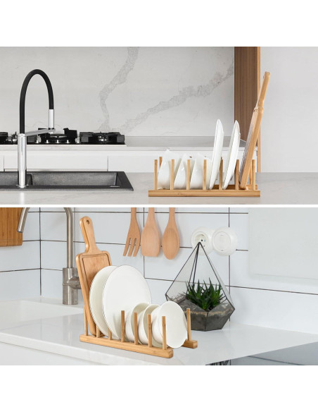 Estante de Platos de Bambú INNERNEED 30x12x10 cm Organizador