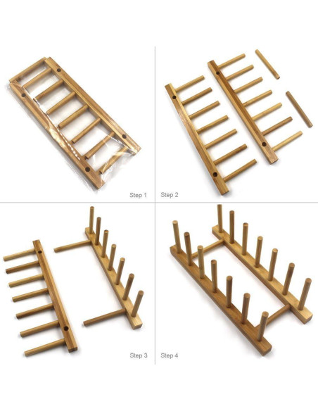 Estante de Platos de Bambú INNERNEED 30x12x10 cm Organizador