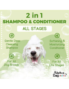 Champú y Acondicionador 2 en 1 Alpha Dog 1 Galón Aloe Vera 2