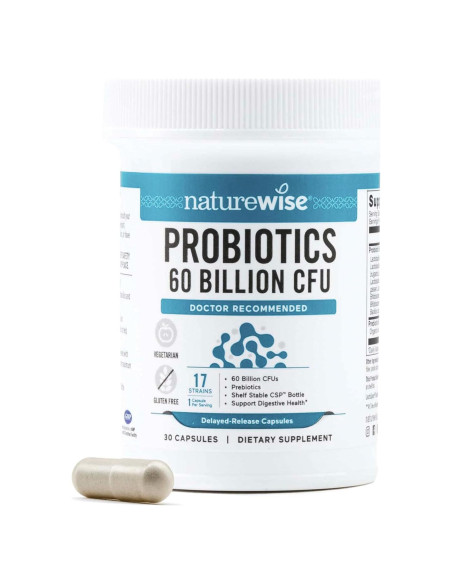 NatureWise Probióticos 60 Mil Millones CFU - 30 Cápsulas Vegetariano