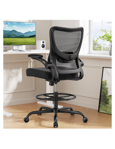 Silla de Dibujo Marsail Alta con Soporte Lumbar Ajustable Negra