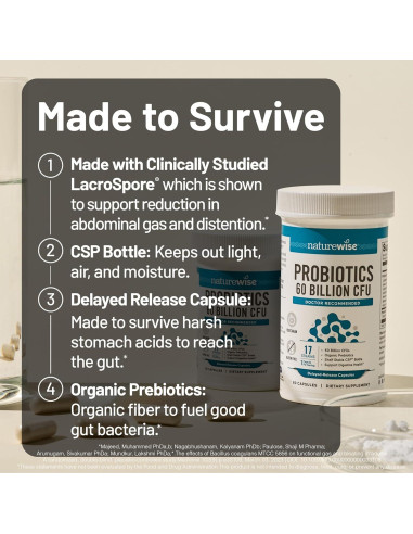 NatureWise Probióticos 60 Mil Millones CFU - 30 Cápsulas Vegetariano