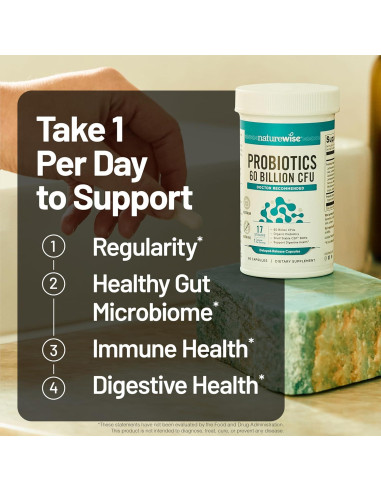 NatureWise Probióticos 60 Mil Millones CFU - 30 Cápsulas Vegetariano