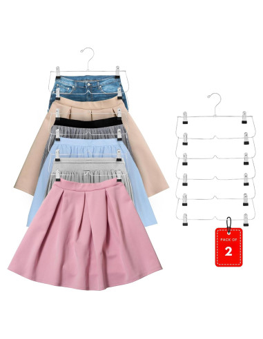 Perchas de Falda USTECH 6 Niveles - Paquete de 2, Acero Inoxidable