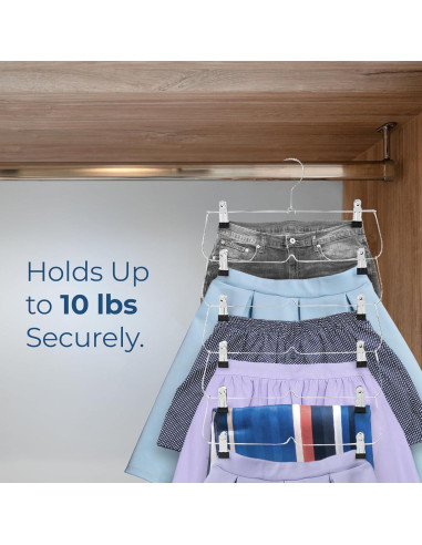 Perchas de Falda USTECH 6 Niveles - Paquete de 2, Acero Inoxidable