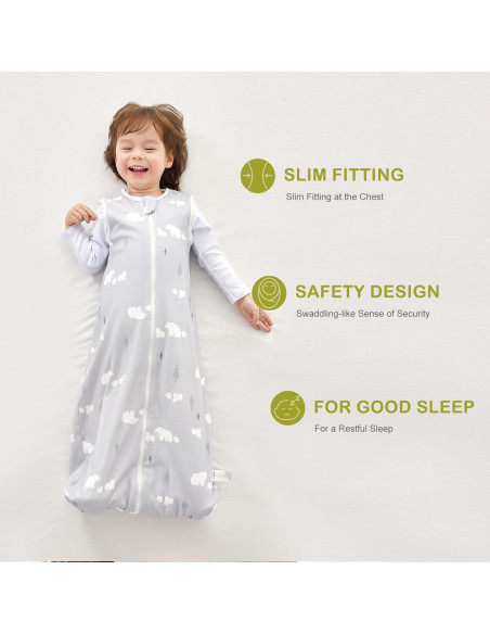 Saco de Sueño 1.5 TOG Oso 100% Algodón Orgánico Bebé 18-36 Meses