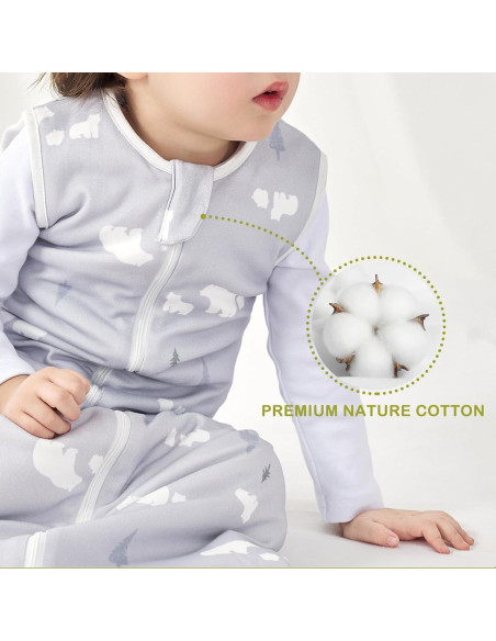Saco de Sueño 1.5 TOG Oso 100% Algodón Orgánico Bebé 18-36 Meses