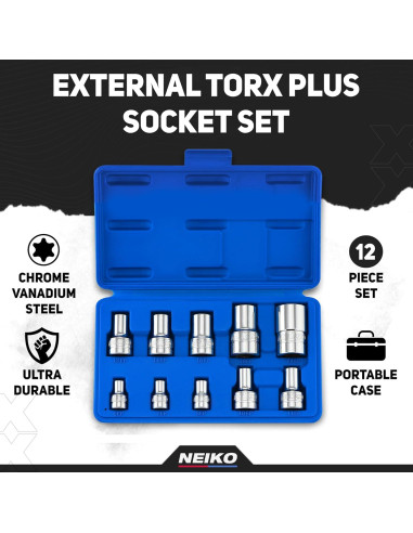 Juego de Enchufes Torx Plus Externos Neiko 10 Piezas