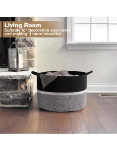 Cesta de Lavandería Grande CHICVITA 56x56x36 cm Algodón Negro 2