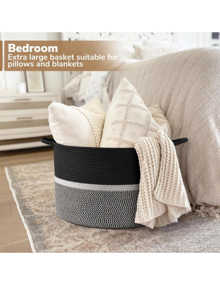 Cesta de Lavandería Grande CHICVITA 56x56x36 cm Algodón Negro