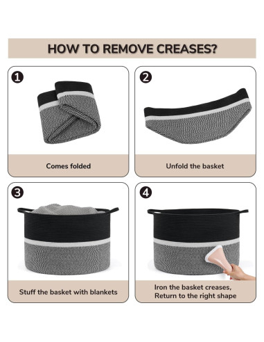 Cesta de Lavandería Grande CHICVITA 56x56x36 cm Algodón Negro