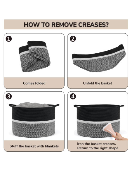 Cesta de Lavandería Grande CHICVITA 56x56x36 cm Algodón Negro