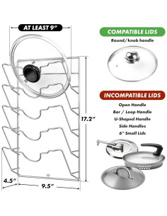 Soporte para Tapas de Ollas Simple Houseware Cromo 5 Niveles 2