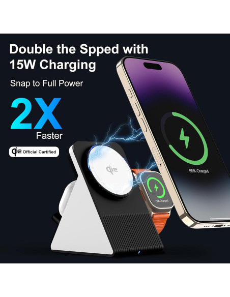 Estación de Carga Inalámbrica 3 en 1 Xiamei 15W MagSafe