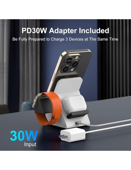 Estación de Carga Inalámbrica 3 en 1 Xiamei 15W MagSafe