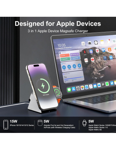 Estación de Carga Inalámbrica 3 en 1 Xiamei 15W MagSafe
