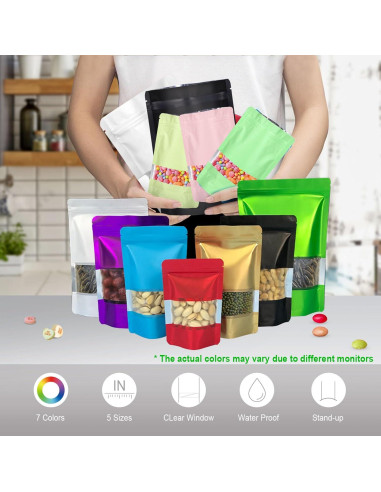 Bolsas Mylar ODDIER 3.5x5" 120pcs Reutilizables Beige